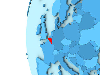 Image showing Belgium on blue globe