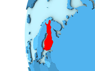 Image showing Finland on blue globe