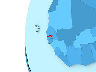 Image showing Gambia on blue globe