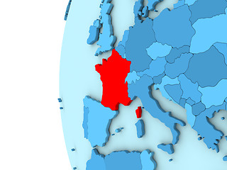 Image showing France on blue globe