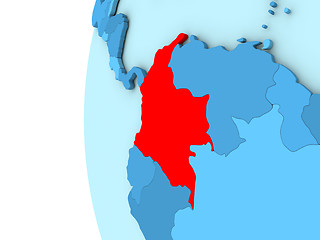 Image showing Colombia on blue globe