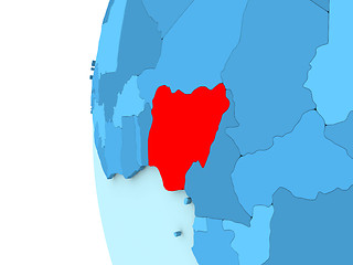 Image showing Nigeria on blue globe