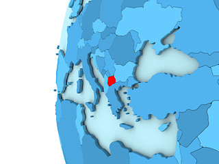 Image showing Macedonia on blue globe