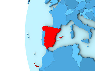 Image showing Spain on blue globe