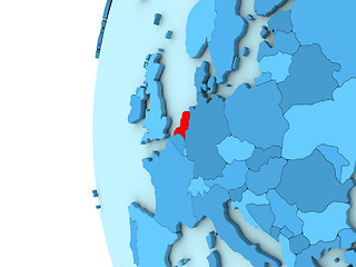 Image showing Netherlands on blue globe