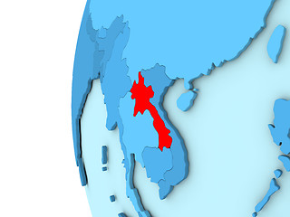 Image showing Laos on blue globe