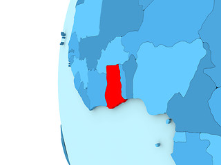 Image showing Ghana on blue globe