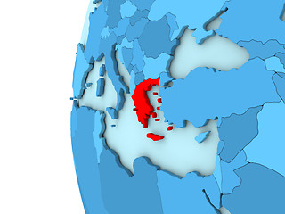 Image showing Greece on blue globe