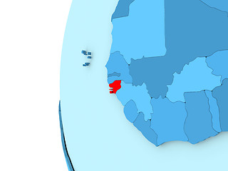 Image showing Guinea-Bissau on blue globe