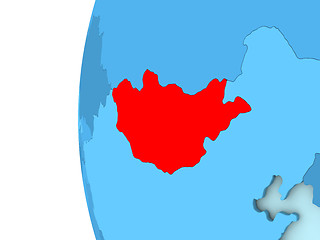Image showing Mongolia on blue globe