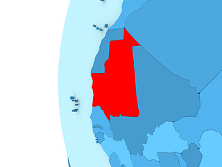 Image showing Mauritania on blue globe
