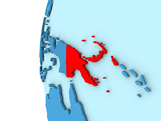 Image showing Papua New Guinea on blue globe