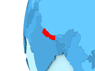 Image showing Nepal on blue globe