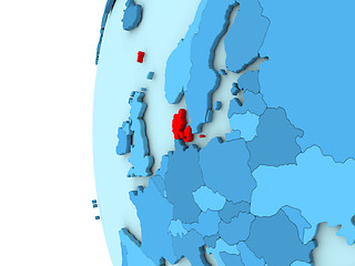 Image showing Denmark on blue globe