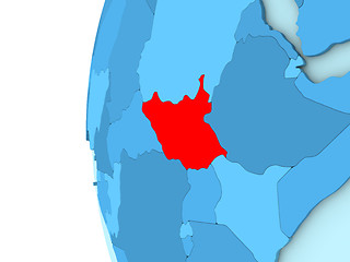Image showing South Sudan on blue globe