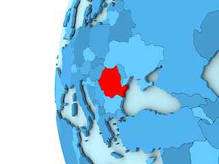 Image showing Romania on blue globe
