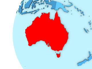 Image showing Australia on blue globe