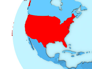 Image showing USA on blue globe
