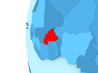 Image showing Burkina Faso on blue globe