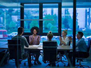 Image showing Multiethnic Business Team At A Meeting at modern office building