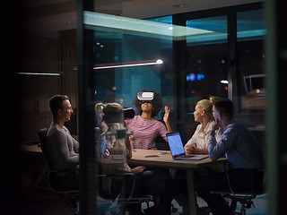 Image showing Multiethnic Business team using virtual reality headset