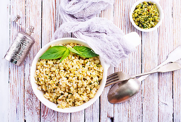 Image showing bulgur with pesto