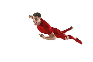 Image showing Professional football soccer player isolated white background