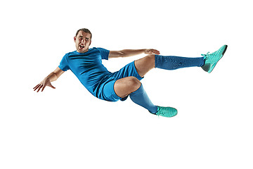 Image showing Professional football soccer player isolated white background