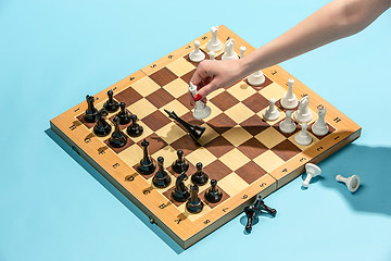 Image showing The chess board and game concept of business ideas and competition.