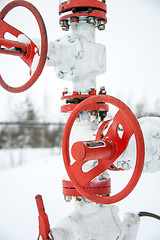 Image showing Valves of oil production line.