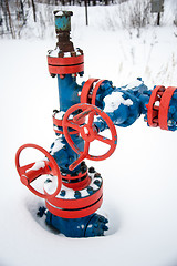 Image showing Valves of oil production line.