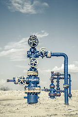 Image showing Valves of oil production line.