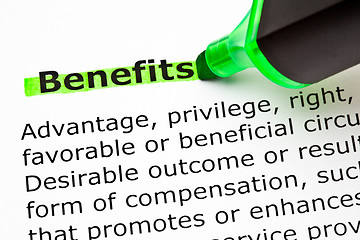 Image showing Dictionary Definition Of Word Benefits