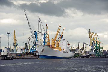 Image showing ship and cranes