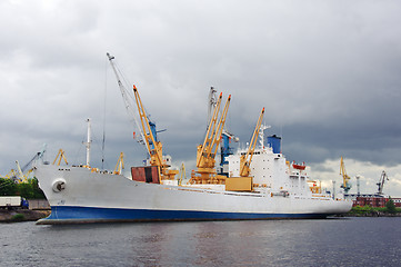 Image showing ship and cranes