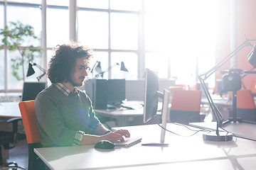 Image showing businessman working using a computer in startup office