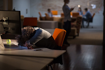 Image showing businessman relaxing at the desk