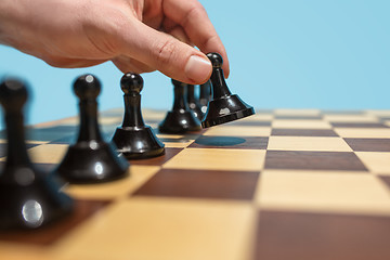 Image showing The chess board and game concept of business ideas and competition.