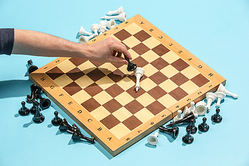 Image showing The chess board and game concept of business ideas and competition.