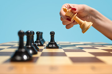 Image showing The chess board and game concept of business ideas and competition.