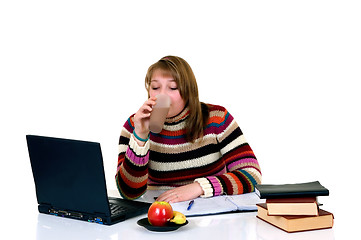 Image showing Teenager student doing homework