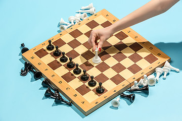 Image showing The chess board and game concept of business ideas and competition.