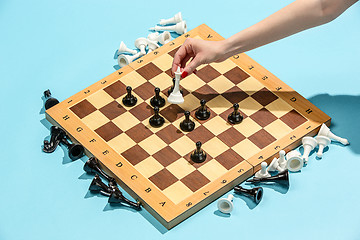 Image showing The chess board and game concept of business ideas and competition.