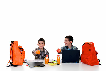 Image showing Boys doing homework