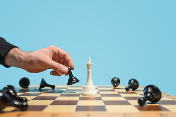 Image showing The chess board and game concept of business ideas and competition.