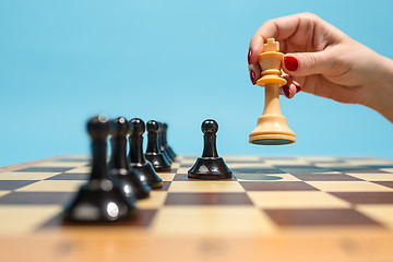 Image showing The chess board and game concept of business ideas and competition.