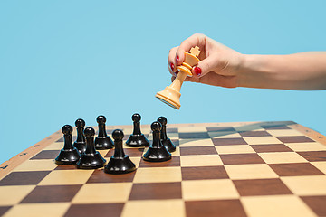 Image showing The chess board and game concept of business ideas and competition.