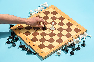 Image showing The chess board and game concept of business ideas and competition.