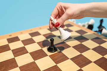 Image showing The chess board and game concept of business ideas and competition.