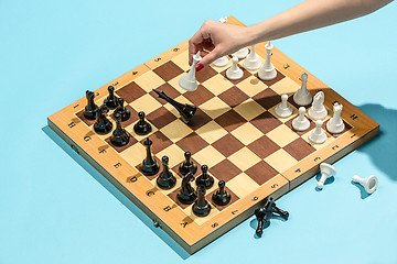 Image showing The chess board and game concept of business ideas and competition.